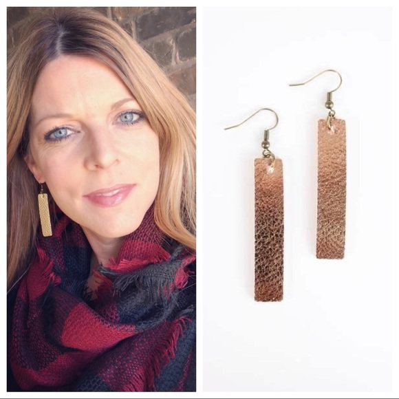 Jewelry - SOLD OUT Metallic Copper faux Leather Earrings